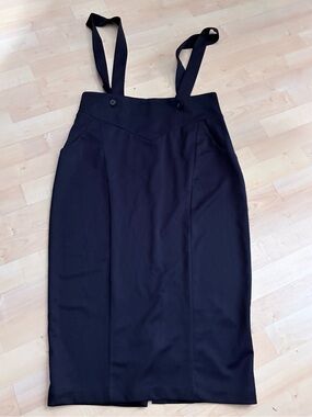 NWT Vintage Navy Pencil Suspender Skirt